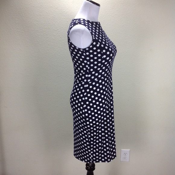 NWT Blue & White Polka Dot Sleeveless Bodcon Dress - Picture 4 of 5